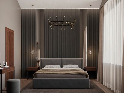 3D rendering visualisation of modern house interior bedroom